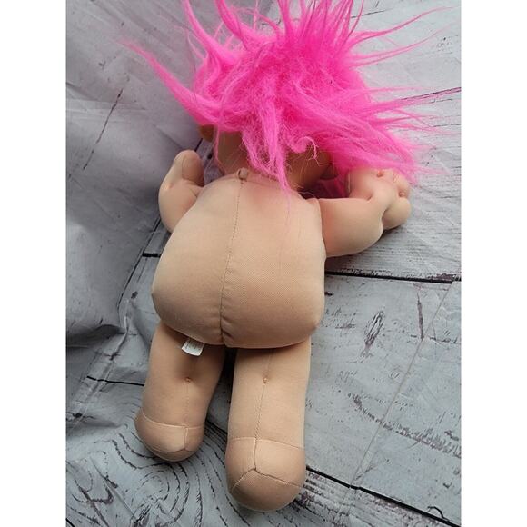Vintage Russ Berrie Soft Body Hot Pink Haired Blue Eyed Troll Doll 12 In Read - Picture 5 of 6